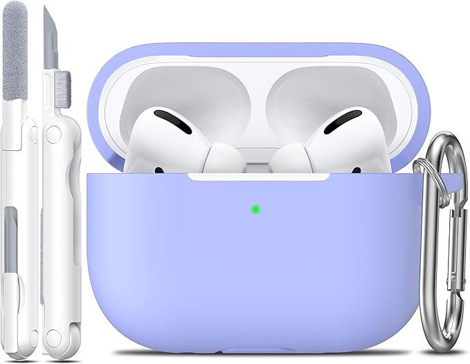 R-fun for AirPods Pro 2 Case, Soft Silicone Protective Cover with Keychain and Cleaning Pen, Compatible with AirPods Pro 2nd/1st Generation, Supports Wireless Charging, Lilac