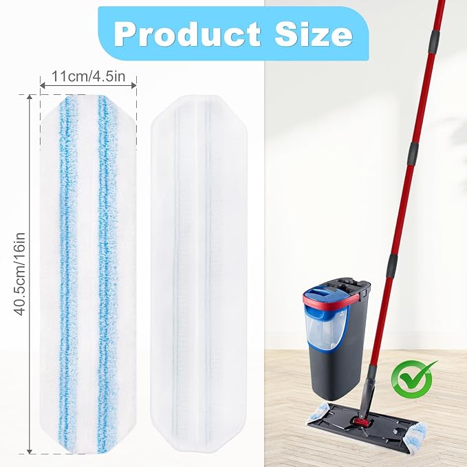 Mop Replacement Pads for OCedar H2prO Flat Mop System, 3 Pack Mop Pads for Ocedar H2prO Flat Mop, Microfiber Mop Heads Replacements for OCedar H2pro, Reusable Mop Refills Safe on Various Floors