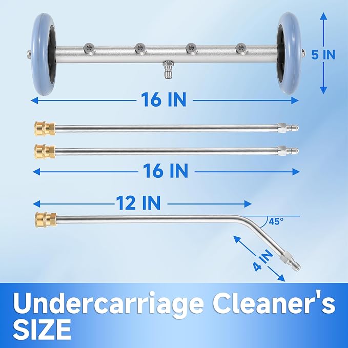 16 Inch Undercarriage Car Washer, 4000 PSI | Pressure Washer Under Car Cleaner with 3 Pcs Extension Wand