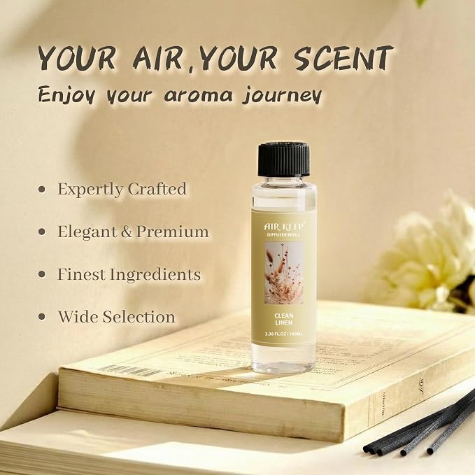 Reed Diffuser Oil Refill/Clean Linen/3.38 oz/1 Pack/Air Freshener & Aromatherapy Essential Oil Blend for Home Fragrance – Scented Refill Oil for Bathroom, Bedroom & Home Decor