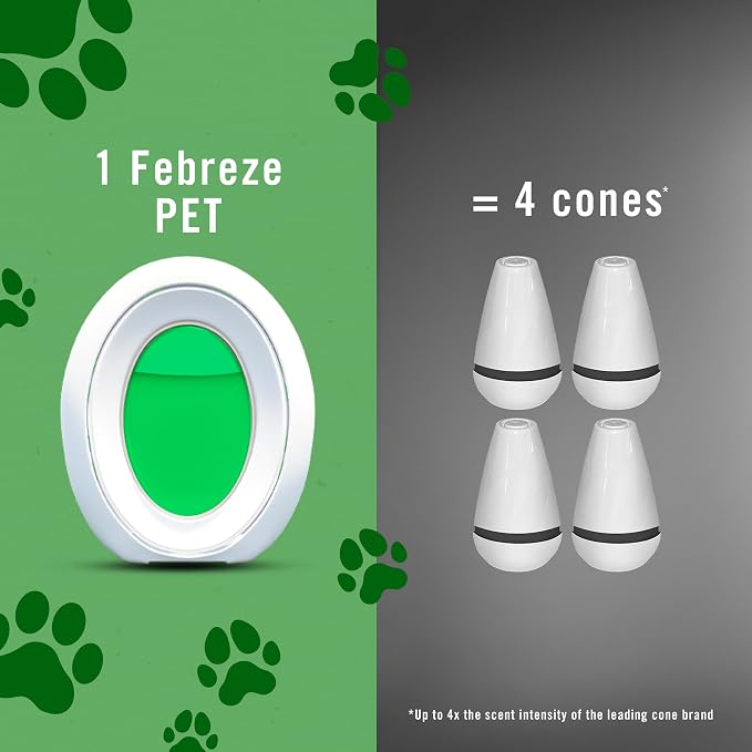 Febreze Multicolor Bathroom Air Freshener, Odor-Fighting, Plug in Alternative, Air Fresheners for Home, Bathroom, Kitchen, and Closet, Heavy Duty Pet Scent, 4 Count