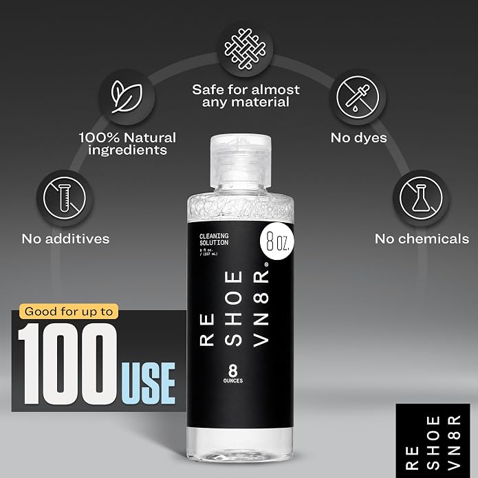RESHOEVN8R Sneaker Cleaning Solution - Canvas, Leather, Suede, Mesh | Shoe care cleaner for canvas, leather, mesh, suede, white & nubuck shoes and sneakers, all-natural formula