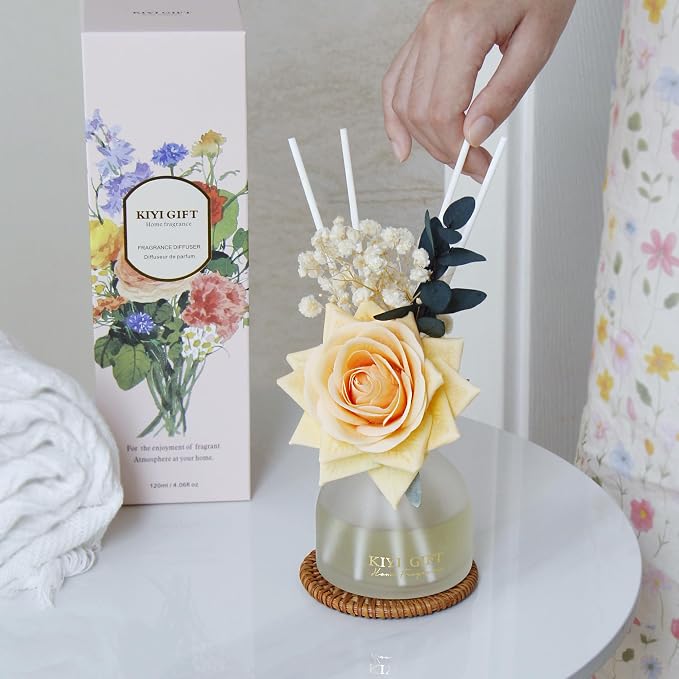 Reed Diffuser Set, 4.06 oz Scent Diffuser with 6 Sticks,Home Fragrance,Reed Diffuser for Bathroom Shelf Decor Gardenia White Tea