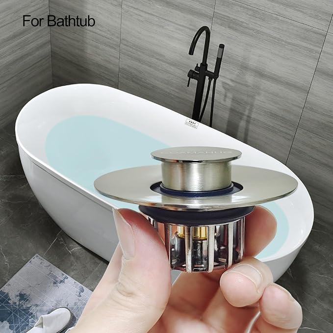 COAMANUG Bathtub Stopper | Pop-up Tub Stopper with Strainer, Shower Drain Hair Catcher | Bathroom Drain Plug | Drain Protector for 1-1/2 to 1-3/4" Bath Drain Hole