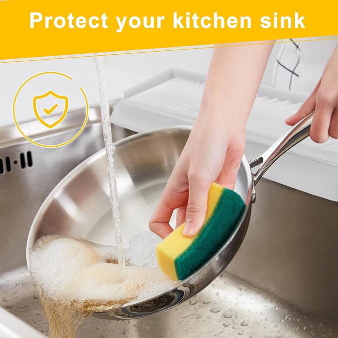Silicone Edge Protectors - Multifunction Sink Accessories, Splash Guard & Draining Mat for Kitchen, Bathroom Sink, Steel, Granite, Quartz Countertops(Transparent)