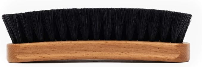 Premium Shoe Brush - Horsehair Shoe Brush - Concaved Handle for Premium Grip, Tan