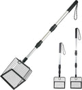 Metal Cat Litter Scoop with Extendable Long Handle, No Bending Back | Heavy Duty Stainless Steel Cat Pooper Scooper Large Durable Non-Stick Deep Shovel Kitty Litter Scoop Detachable Long Handle
