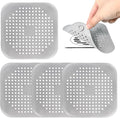 Bathtub Drain Hair Catcher 4 Pack, Silicone Stopper with Suction Cup | Fits shower & kitchen sink drains, prevents clogs, reusable, easy to clean, durable, grey, fits flat & square drains