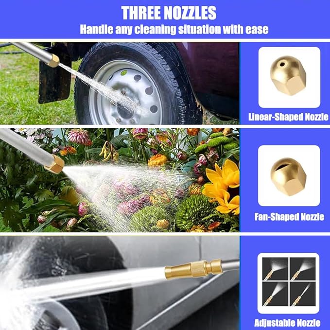 High Pressure Power Washer Wand, Watering Sprayer Cleaning Tool, Hydro Jet Water Hose Nozzle, Wand Lance for Gutter Patio Car Pet Window blue