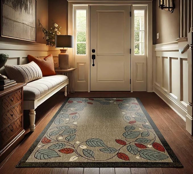Pilgrim Home and Hearth 19671-1 - 4'x6' Area Rug - Area Rug with Non-Slip Backing, Ideal for Enteryway, Living Room, Bedroom, Kitchen, Bathroom, Laundry Room - Easy Clean, Durable, Low Pile Rug