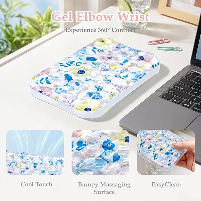 Ospelelf Gel Elbow Rest Pad, Ergonomic Arm Support for Desk, Daisy | Gel-filled Comfort for Summer Heat, Waterproof & Easy-clean, Ideal for Office Computer Use, Size: 6.29" × 4.33" × 0.98"