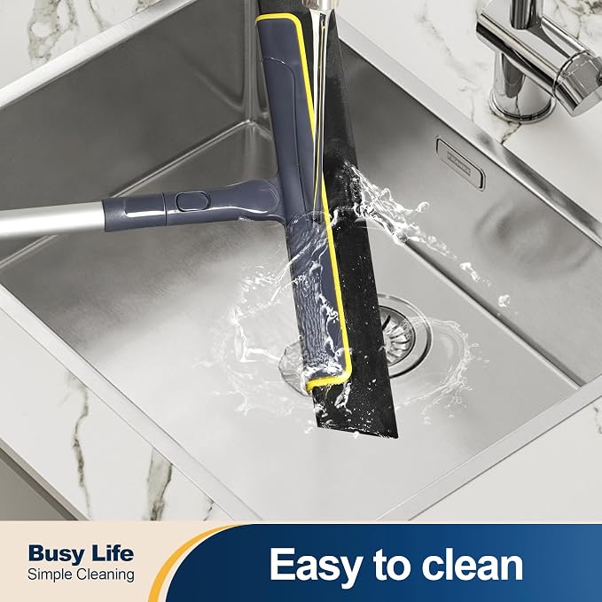 Yocada Floor Squeegee Broom EVA Foam Blade Aluminum Pole | Shower Bathroom Kitchen Home Tile Pet Hair Fur Floor Marble Glass Window Water Foam Cleaning Anti Static