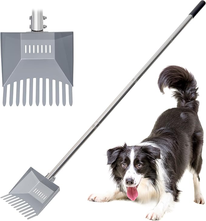 Heavy Duty Pooper Scooper 66in Tempered Spring Steel Scoop Long Stainless Steel Handle Dog Pooper Scooper for Large Dogs Outdoor Pet Waste Removal Shovel | Long Stainless Steel Handle Dog Pooper Scooper for Large Dogs Outdoor Pet Waste Removal Shovel