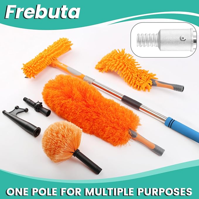 Paint Roller Extension Pole with Swivel,2Ft to11Ft Multi-Purpose Splice Extension Pole Long Handle with 180 Degree Swivel Head Window Squeegee Gutter Cleaning Tools Soft Sponge Handle (Blue)