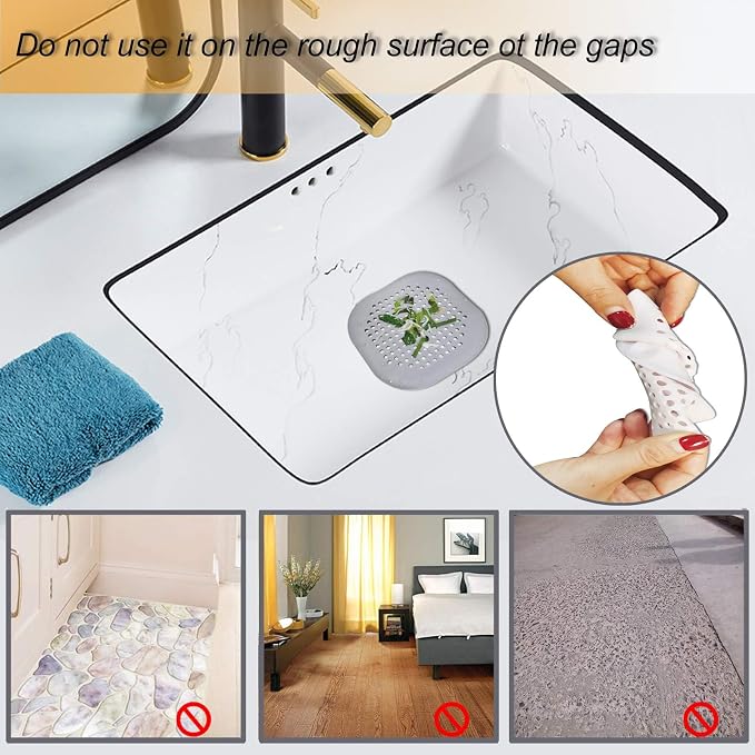 Bovinde Hair Drain Catcher,Square Cover for Shower 4 Pack (Aluminium Grey) | Drainer Cover Silicone Hair Stopper with Suction Cups,Protector Accessories,Easy to Install Suit for Bathroom,Bathtub,Sink
