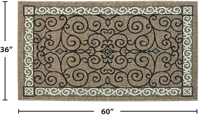 Pilgrim Home and Hearth 19673-1 - 3'x5' Area Rug - Area Rug with Non-Slip Backing, Ideal for Enteryway, Living Room, Bedroom, Kitchen, Bathroom, Laundry Room - Easy Clean, Durable, Low Pile Rug