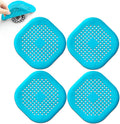 4 Pcs Shower Drain Hair Catcher Bathtub Stopper Home Drain Protectors Drain Cover with Sucker Water Trap Sink Cover for Bathroom Bathtub and Kitchen (Blue)