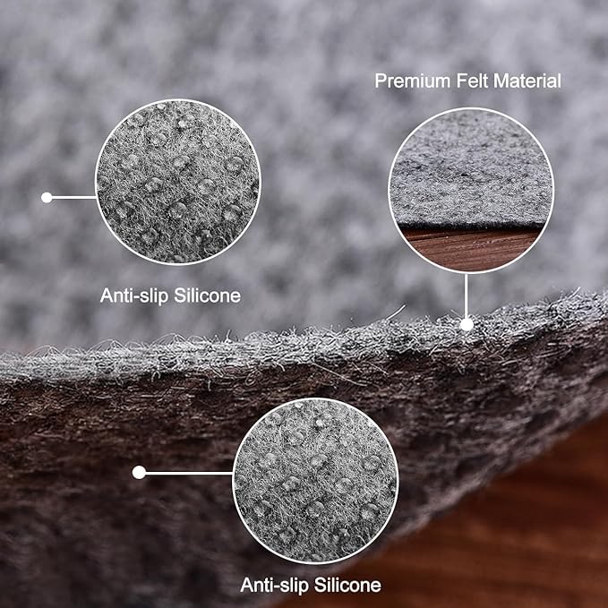 Double Sided Ultra Strong Anti-Slip Rug Felt Pad 3 x 5 Feet for Hardwood Floors, Non Slip Carpet Padding, Thin Profile Non Skid Carpet Mat Keep Your Rugs in Place- Gray