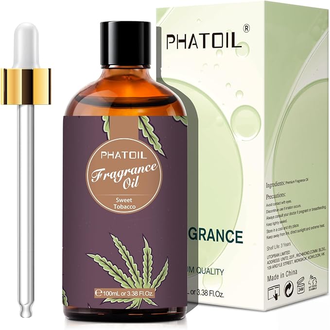 PHATOIL Sweet Tobacco Fragrance Oil for Diffuser Aromatherapy 3.38FL.OZ | Long Lasting Scented Oils For Humidifier, Air Freshener, DIY Soap Candle, Scent Project Making, Aroma Oil for Home Freshening