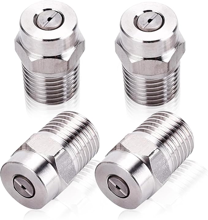 4 Pack Surface Cleaner Replacement Nozzle Tips 0° 6.0 Orifice 1/4"NPT | Stainless Steel, Max 4000 PSI, High Pressure Surface Cleaner Nozzle, Compatible with Water Broom & Undercarriage Washer