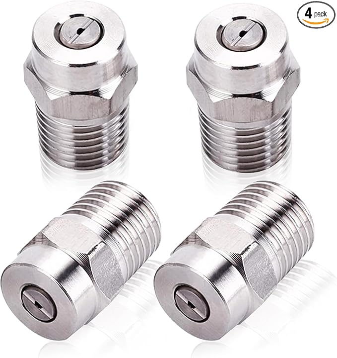 4 Pack Surface Cleaner Replacement Nozzle Tips 0° 3.5 Orifice 1/4"NPT | Stainless Steel, Max 4000 PSI, High Pressure Surface Cleaner Nozzle, Compatible with Water Broom & Undercarriage Washer