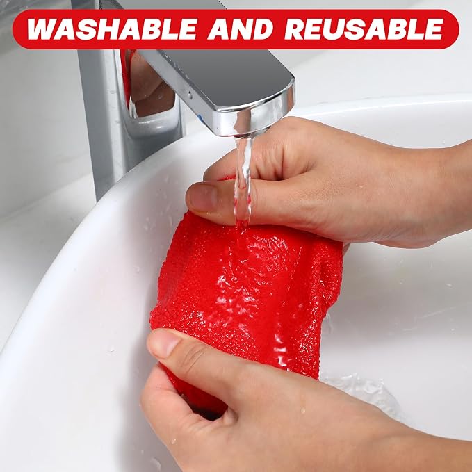 Potchen 8pcs Car Windshield Cleaner Tool with Extendable Handle, Red | with Microfiber Towel Pads, Brush, Empty Spray Bottle, Car Window Cleaner for Auto Glass Wiper Suvs Rvs & Home Windows