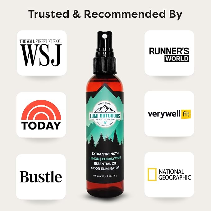 Lumi Outdoors Natural Shoe Deodorizer Spray and Foot Powder Bundle - Lemon Eucalyptus and Foot Powder