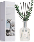 Light Cotton Reed Diffuser, 6.76 oz | Real Dried Eucalyptus Leaves, 8 Reeds, Long-Lasting Essential Oil, Home Fragrance, Bedroom or Bathroom Décor