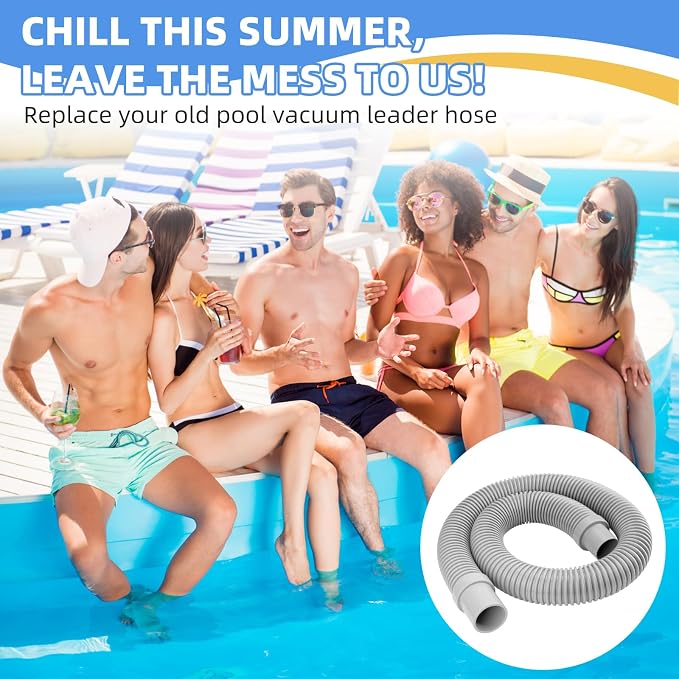 V532LG Pool Vacuum Leader Hose Replacement for Hayward Pool Cleaner, Pool Vac Ultra, Pool Plus, Navigator, Aqua Bug, Diver Dave,46 Inch Heavy Duty Pool Cleaner Replacement Hose, Gray