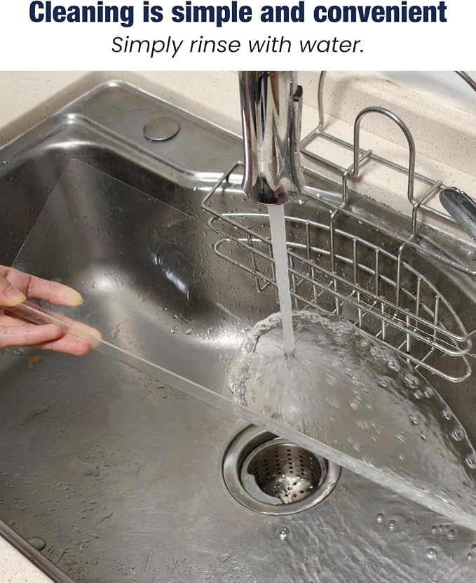 Acrylic Sink Splash Guard, Highly Transparent Fixed Splash Guard for Kitchen Island & Bathroom（15.8"L x 1.6"W x 4.7"H）