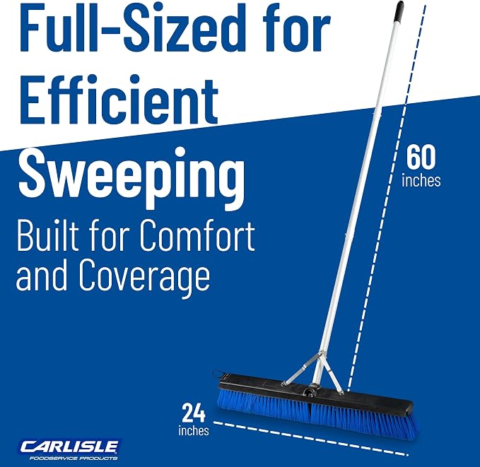 SPARTA Sweep Complete Floor Sweep with Squeegee for Catering, Buffets, Restaurants, Stainless Steel, 24 Inches, Blue