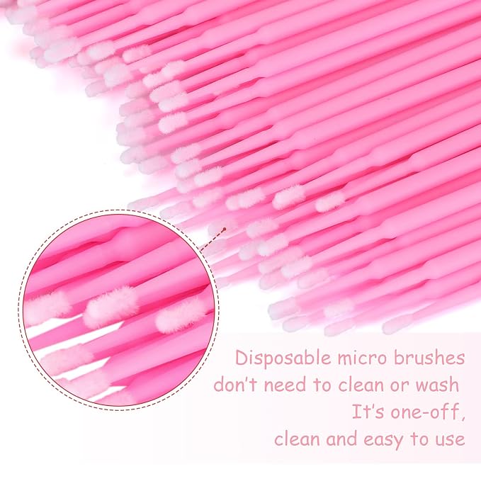 G2PLUS Micro Swabs, Disposable Micro Applicator Brushes and Swabs 100PCS | Pink Cotton Tips for Makeup Correction, Eyeliner Detailing, Nail Art Cleanup, Brow Tinting, Lash Extension Prep and Salon Use