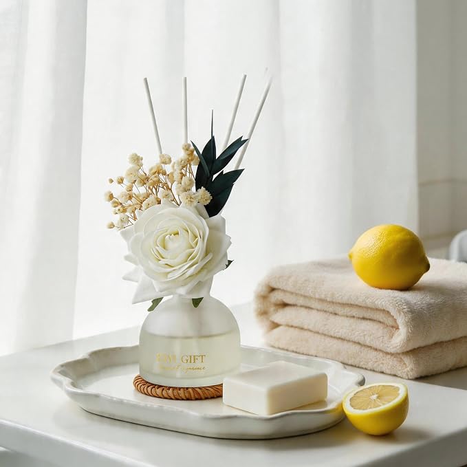 Reed Diffuser Set,4.06 oz Scent Diffuser with 6 Sticks,Home Fragrance,Reed Diffuser for Bathroom Shelf Decor Pear Freesia