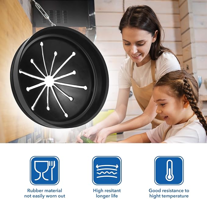3 3/8" Inch Sink Splash Guard - Rubber Garbage Guard and Disposal Stopper for Whirlaway, Waste King, and GE Models (Black 3 3/8 in)