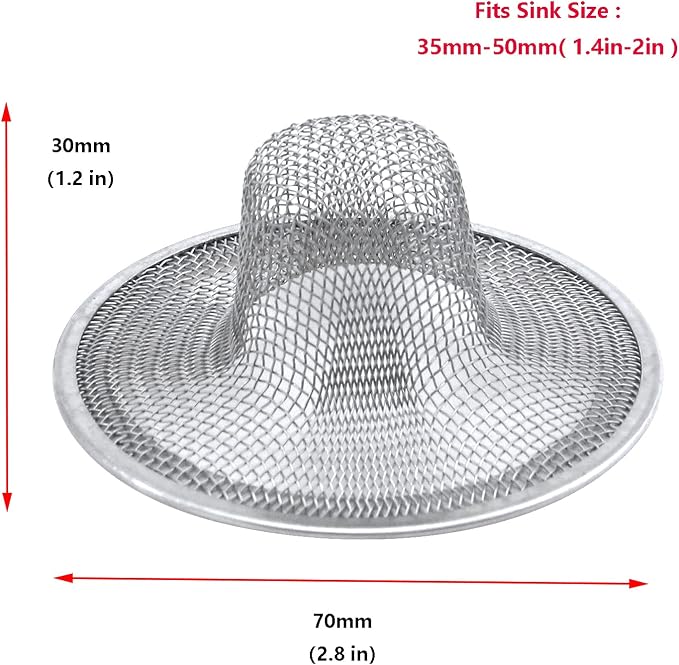 Antrader 2.8" Top / 1.1" Basket, Stainless Steel Anti-Clogging Foor Drain Sink Filter, Sewer Net, Washing Dish Filter, 1mm Drain Holes Around