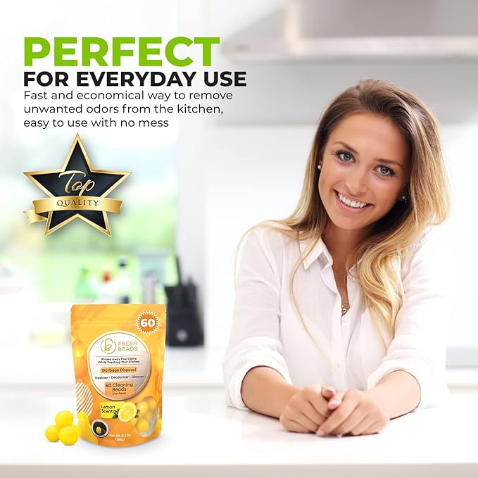 60-Count Sink Garbage Disposal and Drain Cleaner Pods, Freshener & Deodorizer Lemon Scent Capsules