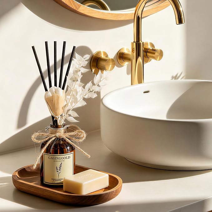 Reed Diffuser Set, Lavender Scent Diffuser with 10 Sticks & Decorative Flower, Long Lasting Diffusers for Home Fragrance, Vintage Decor for Bathroom Bedroom Office Shelf, 5 Fl.oz