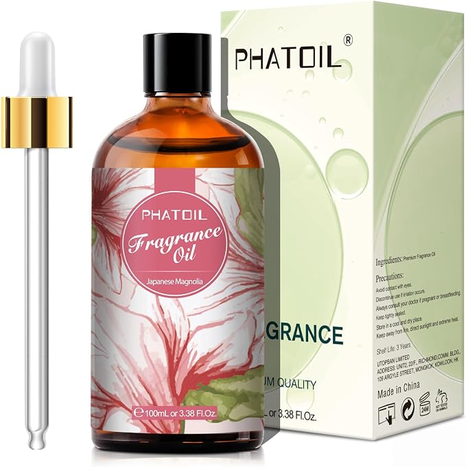 PHATOIL Japanese Magnolia Fragrance Oil for Diffuser Aromatherapy 3.38FL.OZ | Long Lasting Scented Oils For Humidifier, Air Freshener, DIY Soap Candle, Scent Project Making, Aroma Oil for Home Freshening