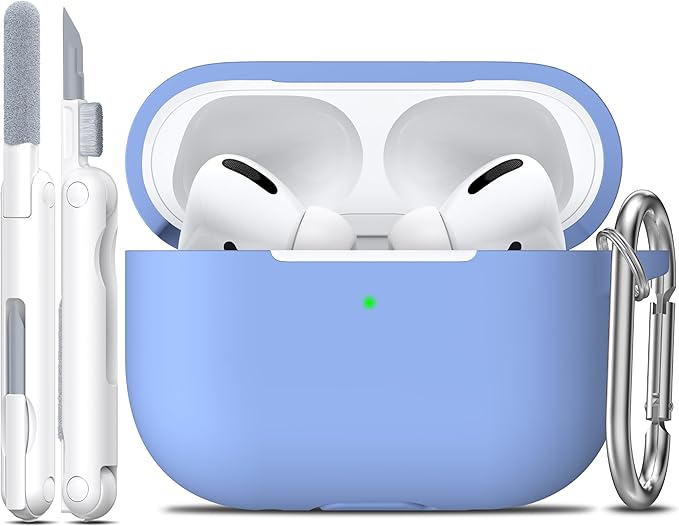 for AirPods Pro 2 Case, Soft Silicone Protective Cover with Keychain and Cleaning Pen, Compatible with AirPods Pro 2nd/1st Generation, Supports Wireless Charging, Blue Gray