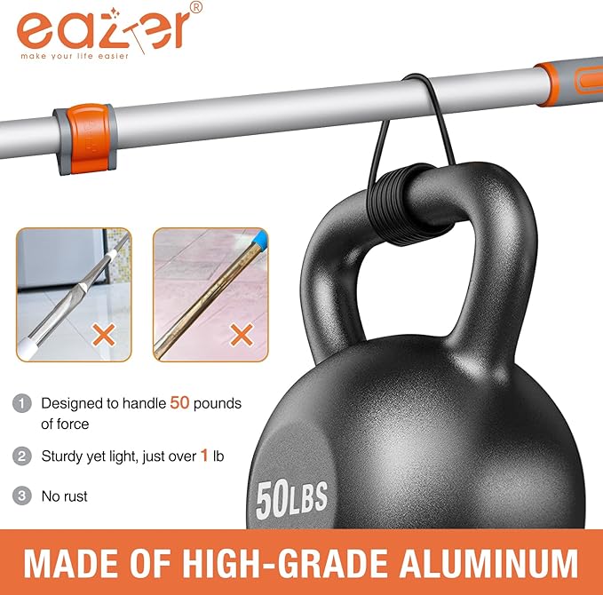 Eazer Floor Squeegee for Floor: Heavy Duty Scrubber with Extendable 60'' Aluminum Pole and Rubber Blade for Kitchen, Swimming Pool, Concrete Floors,Shower,Tiles,Garages,Windows,Glass,Pet Hair Removal