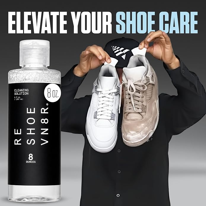 RESHOEVN8R Sneaker Cleaning Solution - Canvas, Leather, Suede, Mesh | Shoe care cleaner for canvas, leather, mesh, suede, white & nubuck shoes and sneakers, all-natural formula