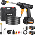 Portable Cordless 600PSI Pressure Washer, 6-in-1 Nozzle with Jet Nozzles | 21V 2x3.0Ah Batteries Handheld Car Powered Washer with Battery Level Display for Car Floor Wall Fence Garden Cleaning