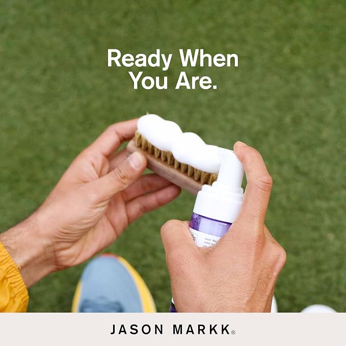 Jason Markk Quick Clean Kit, Shoe Cleaner, 2-Piece Set, Ready-To-Use Foam & Delicates Brush, Sneaker Care, Ideal for Footwear, Safe for Leather, Suede, Nubuck, Cotton, Knits, 4oz