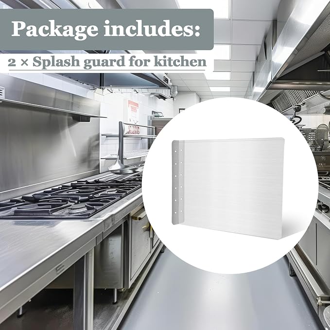 2 Pcs Stainless Steel Side Splash Guard for Sink, Wall Mount Guard with Screws, Commercial Restaurant Hand Sink and Compartment Prep Sink, Kitchen Sink Splash Protector Supply(16 x 12 Inch)