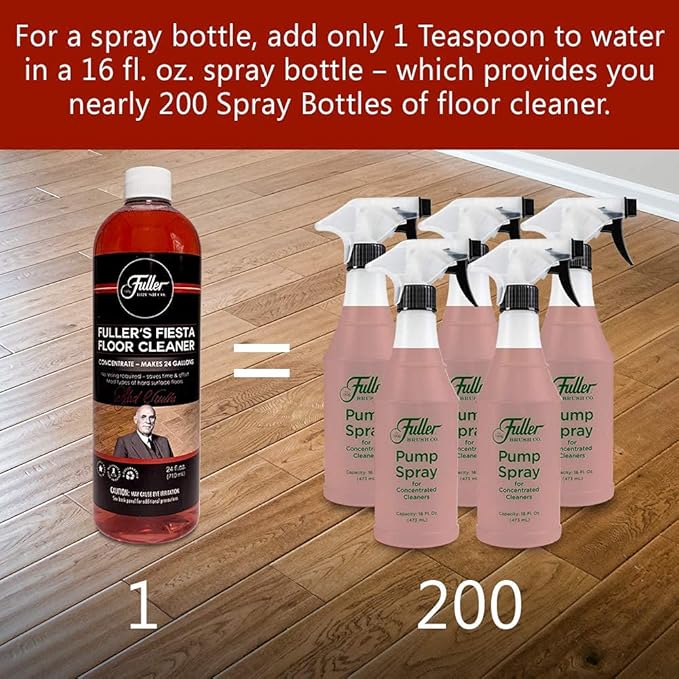 Fuller Brush Fiesta Floor Cleaner Liquid Concentrate - Multi-Surface & Industrial Cleaning For Hardwood, Laminate, Linoleum, Tile & Ceramic Floors, 24 Fl. Oz. Bottle (Pack of 6)