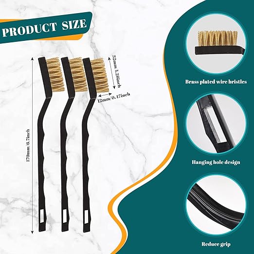 40 Pcs Mini Wire Brush Brass Brush Set, Curved Handle Masonry Brush Wire Brush for Cleaning Welding Slag and Rust