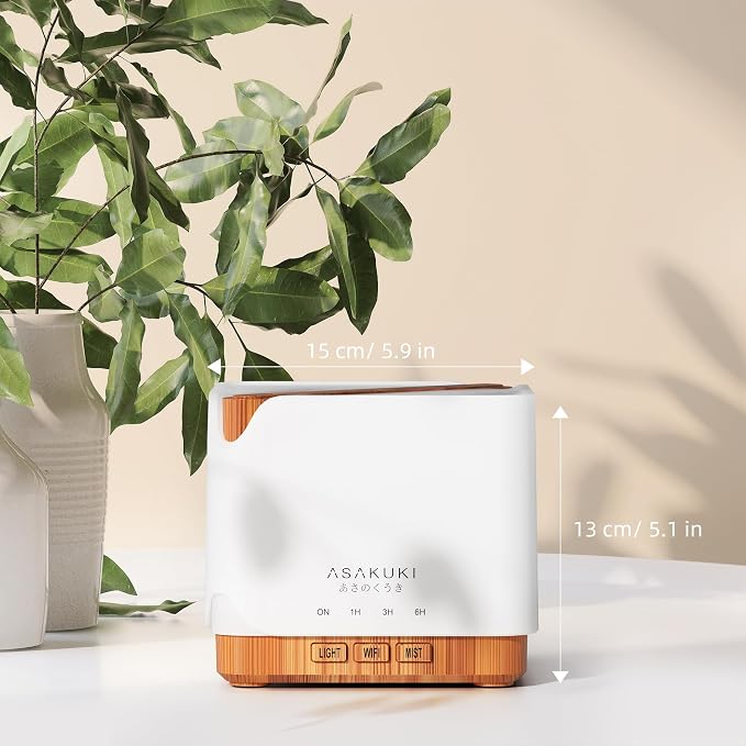 ASAKUKI Essential Oil Diffuser Smart WiFi Humidifier 700 ml | Easy Connect with Alexa and Google Home, Phone App & Voice Control, Customized Schedule Timers and LED Light