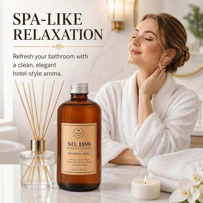 No. 1898 Diffuser Oil Refill Inspired by Ritz Carlton | Luxury Hotel-inspired, 8.5 Fl Oz for Reed diffusers, Room Sprays, Humidifier,Aroma Diffusers