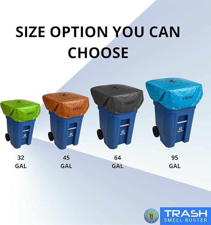 Outdoor Trash Can Cover Biodegradable Odor Eliminating Bag with Elastic Band Lemon Scented Durable 32 Gallon 3 Pack