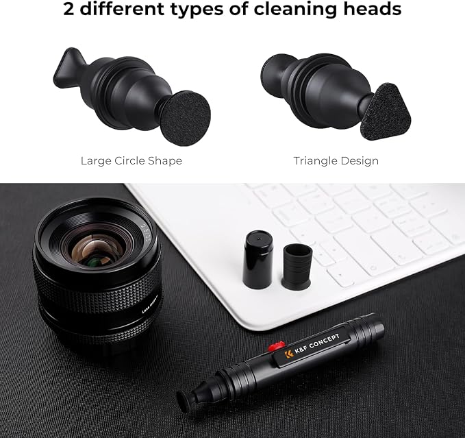 K&F CONCEPT Professional Lens Cleaning Pen X3,Carbon Head,Soft Brush | 3-in-1 Cleaning Effect,Deep Cleaning,Telescopic Button,for Canon Nikon,Camera Optical Lenses and Glasses Clean, MP04